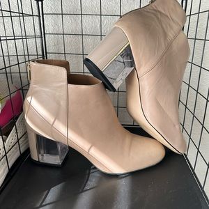 Size 11 Calvin Klein beige heels with a clear heel
